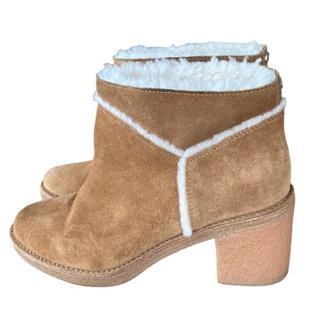 UGG Kasen Chestnut Pull On Ankle Bootie Shearling Trim Size 8